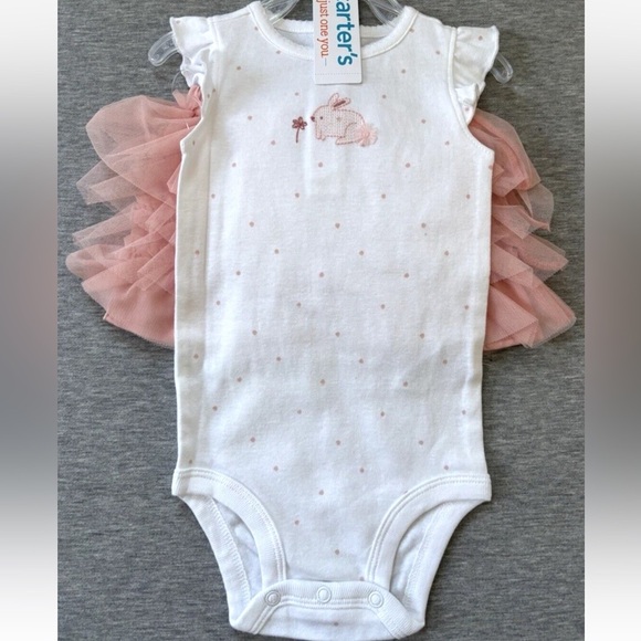 Carters - Easter Spring (Girls 12M) Bodysuit & Pink Tulle Skirt Set Bunny Rabbit - Picture 1 of 4